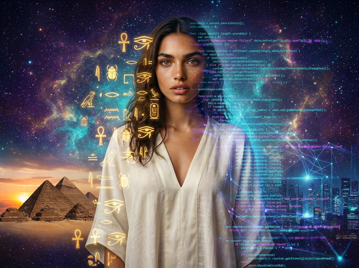 The Ancient-Future Conversation, hieroglyphs and code